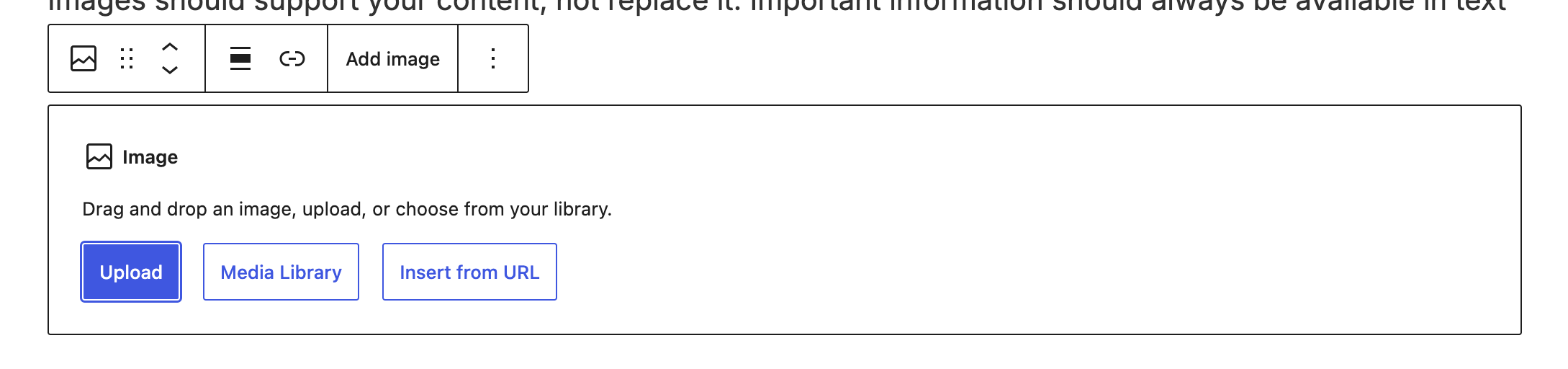 A view of the placeholder when adding an image in the content editor.