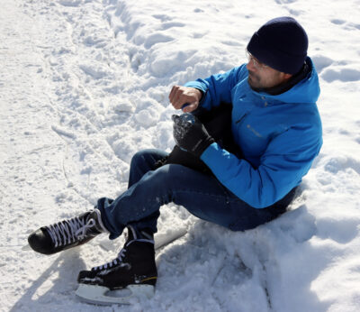 Alvi Jawad lacing up his skates