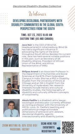 The poster provides the information of the webinar and 3 speakers. There is a scan code of the Eventbrite registration in the bottom right.