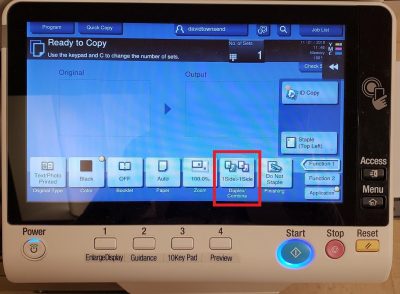 Image of MFD screen highlighting the duplex/simplex button
