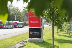 Welcome sign on Carleton campus