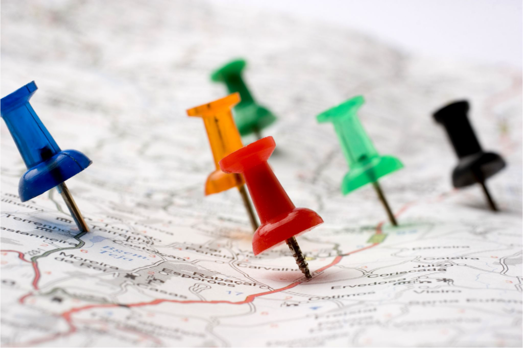 Map with Pushpins