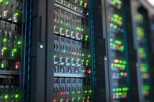 lit up computer server