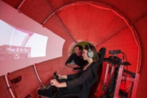 Student in flight simulator