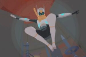 video game character jumping in air