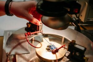 electrical unit under light in workstation