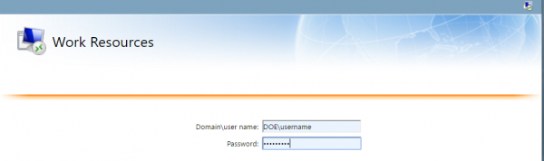 Login 
enter your DOE username using the following format 'DOE\username'.