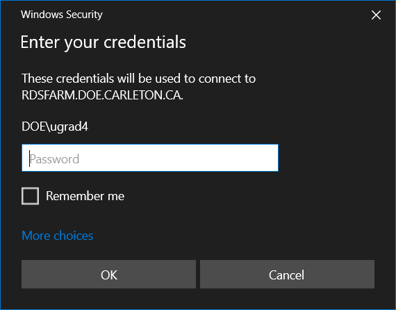 Windows Security 
Enter your credentials