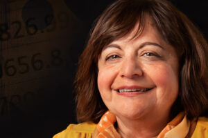 A photo of Lynda A. Khalaf, Full Professor and Co-Director of the CMFE in Economics at Carleton University in Ottawa, Ontario, Canada.