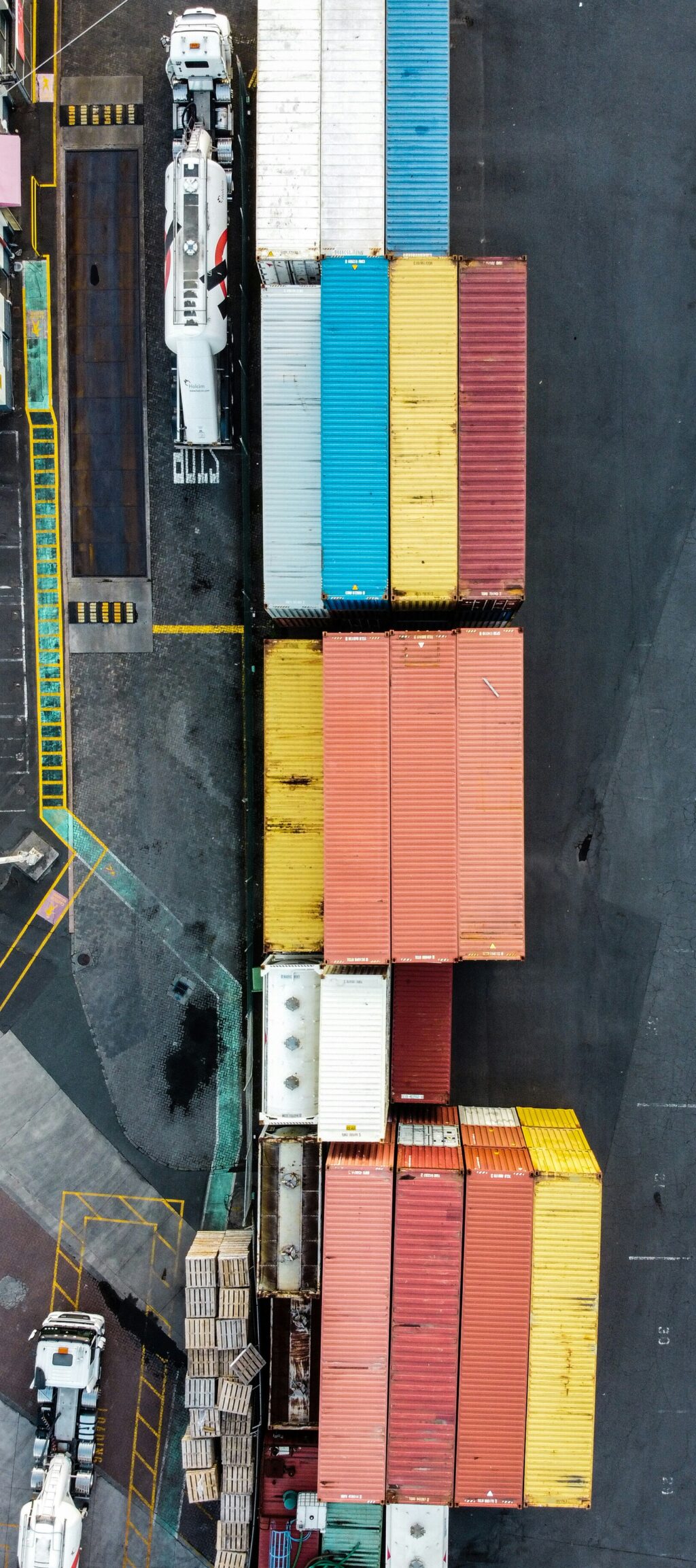 Trading container at a port
