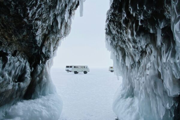 Picture of military bus in the arctic
