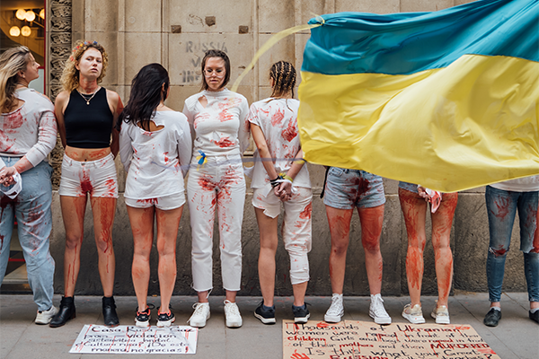 Protestors against Russian sexual violence
