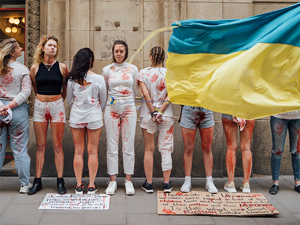 Protestors against Russian sexual violence