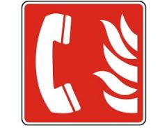 Red icon with phone and fire symbol