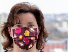 Woman wearing non medical face mask