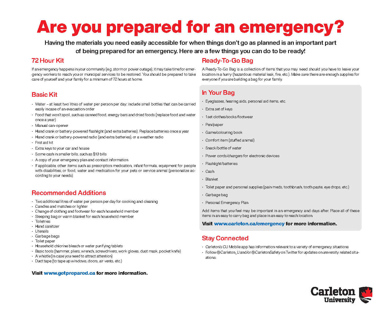 Carleton Emergency Kit Guidance