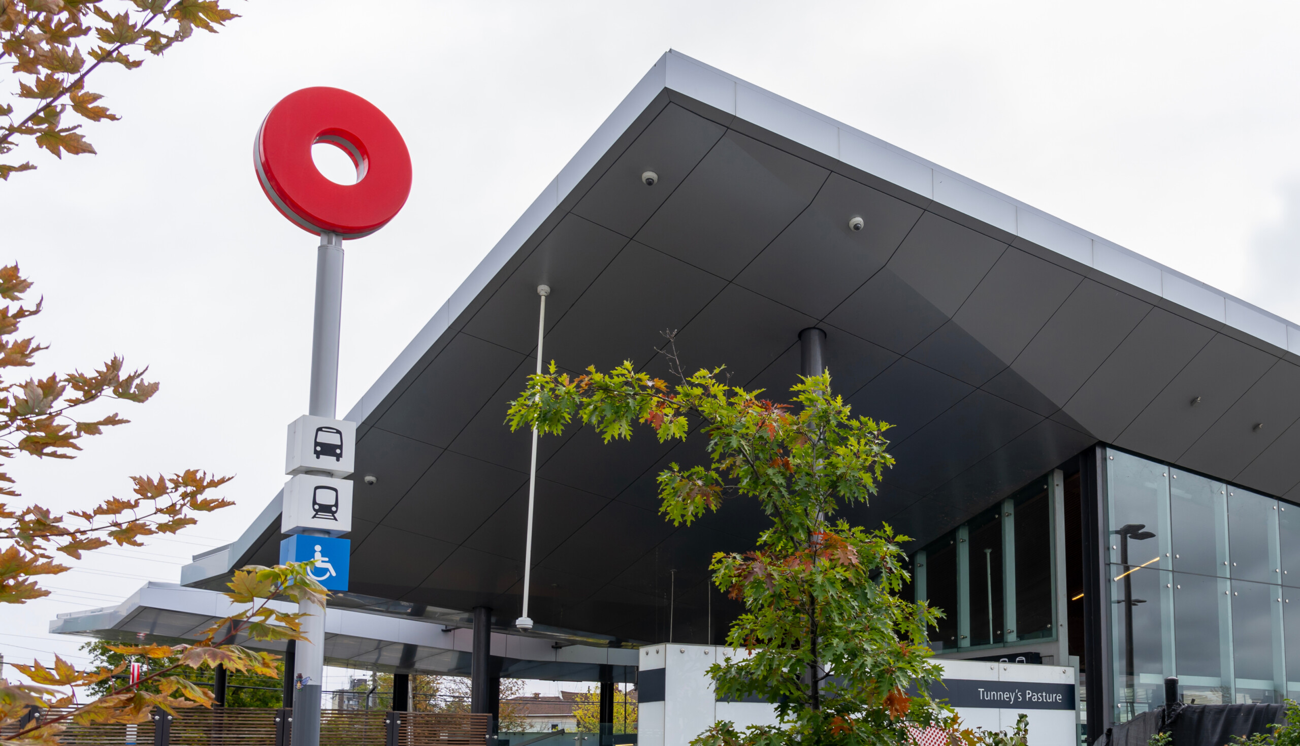Tunney's Pasture O-Train light rail terminal train station in Ottawa