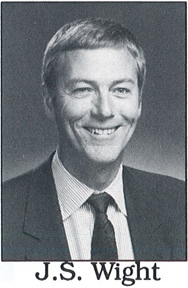 Yearbook photo, in black and white, of professor Jim Wight.