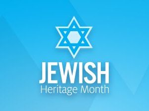 A graphic of a Jewish star with text that reads "Jewish Heritage Month"