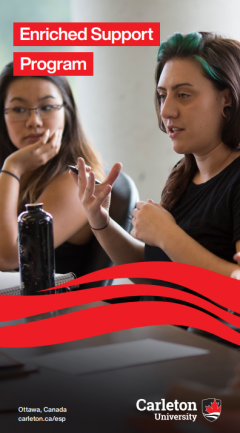 Cover of brochure - two female students in class