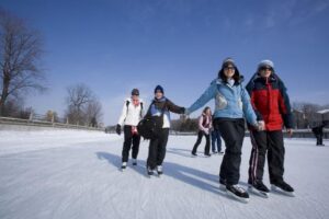 Winter skaters on canal