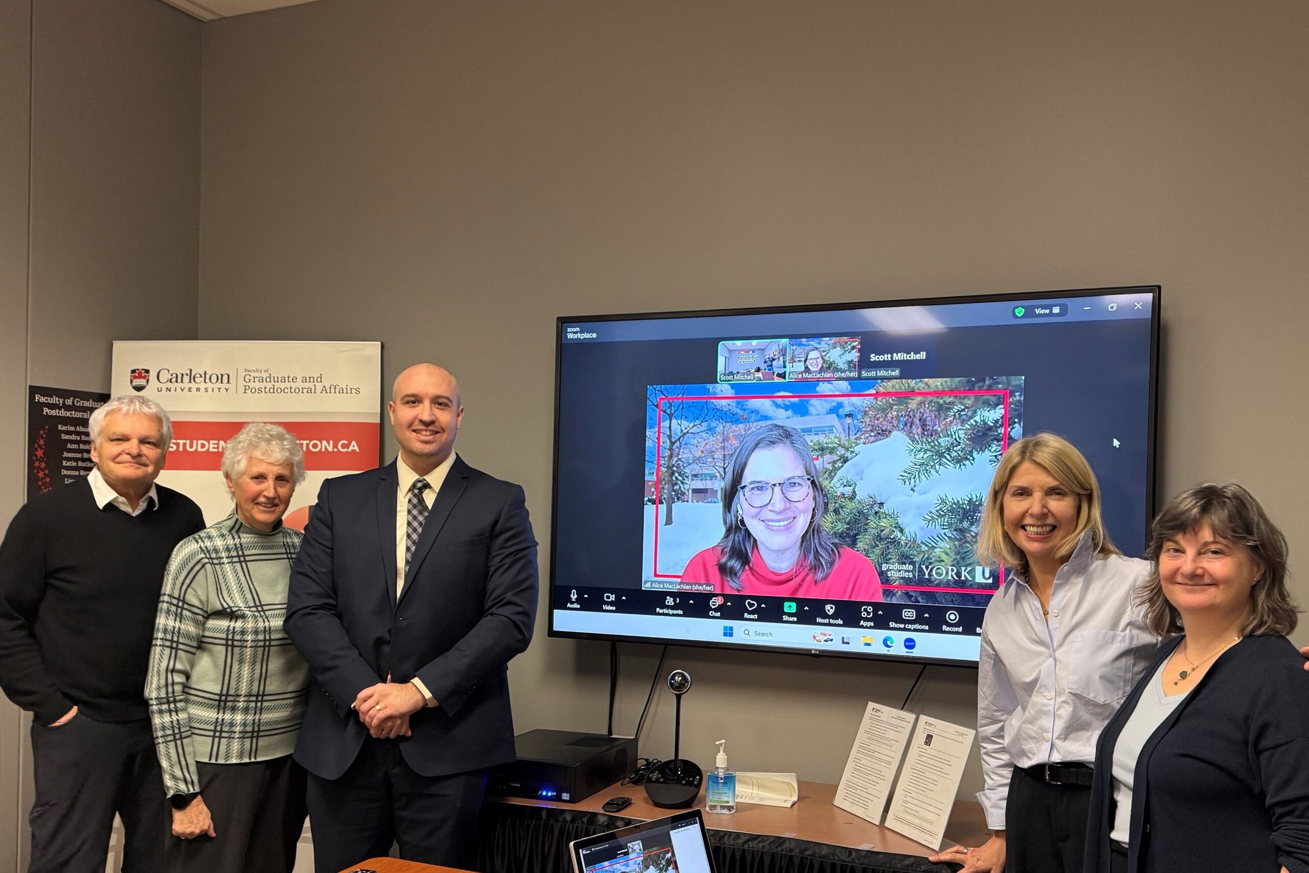 Pictured is PhD student Shawn Abela with his dissertation committee after a successful defence.