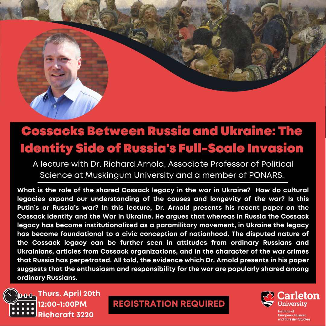 Poster for lecture: Cossacks Between Russia and Ukraine: The Identity side of Russia's Full-Scale Invasion