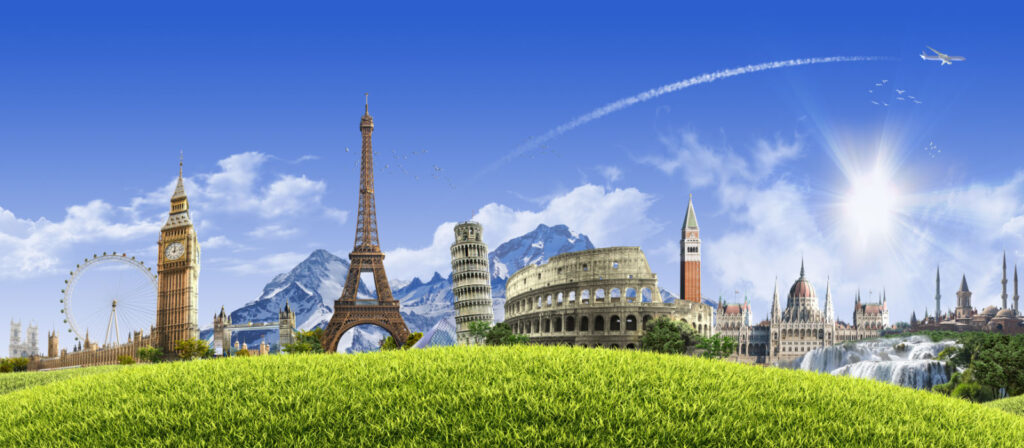 Landscape highlighting major European and Eurasian architectural highlights.