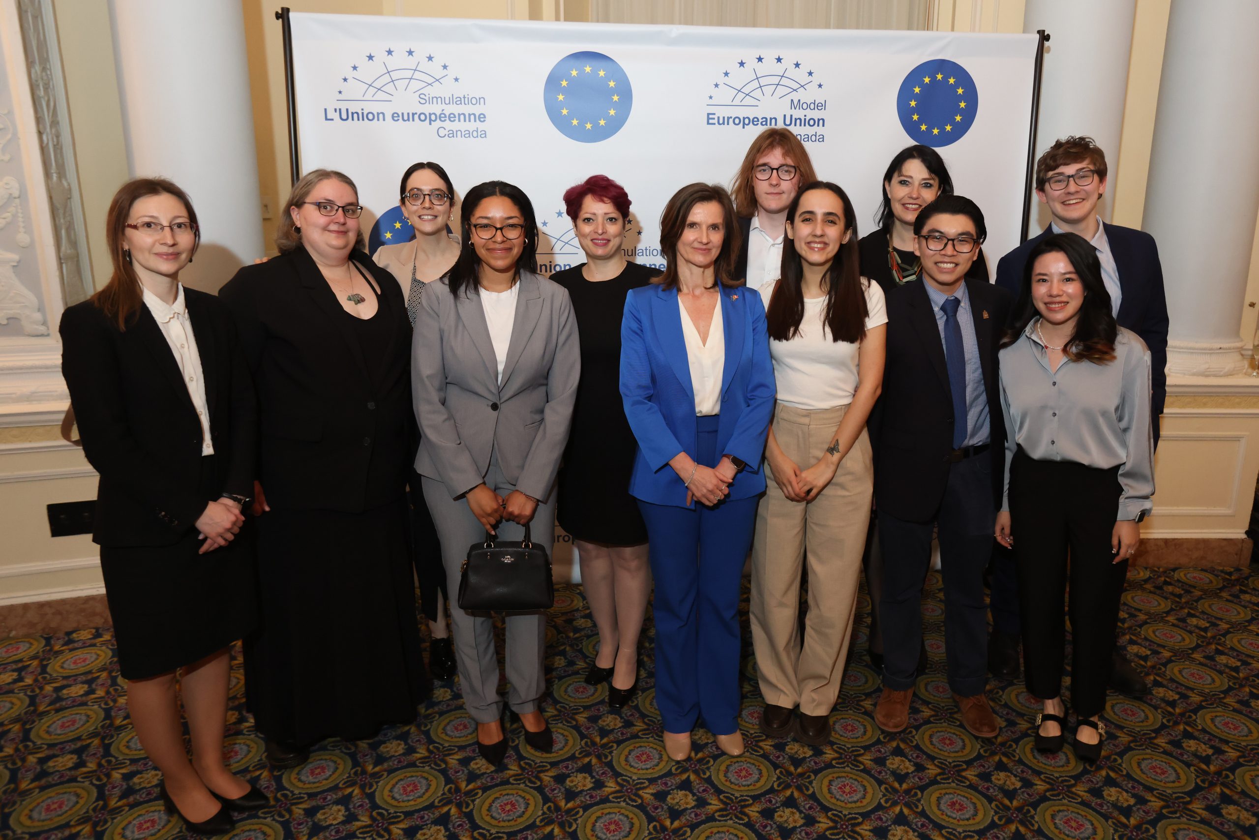 Image of Carleton's Model European Union team with EU Ambassador to Canada Dr. Melita Grabrič