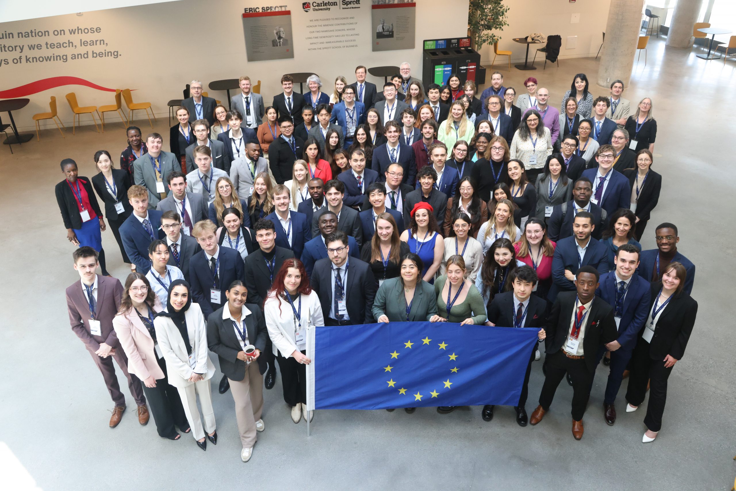 Photo with all model European union participants, inlcuding students, faculty, and organizers