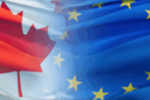 image of two flags for Canada and EU