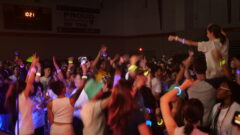 Students dancing at glow dance.