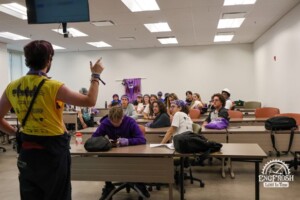 Students in a classroom working as a group.