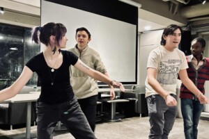 Students taking part in an Improv activity.