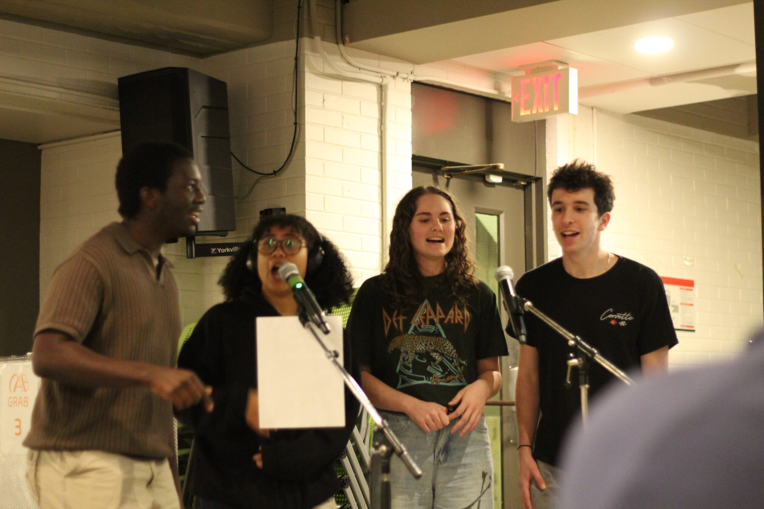 Students singing.
