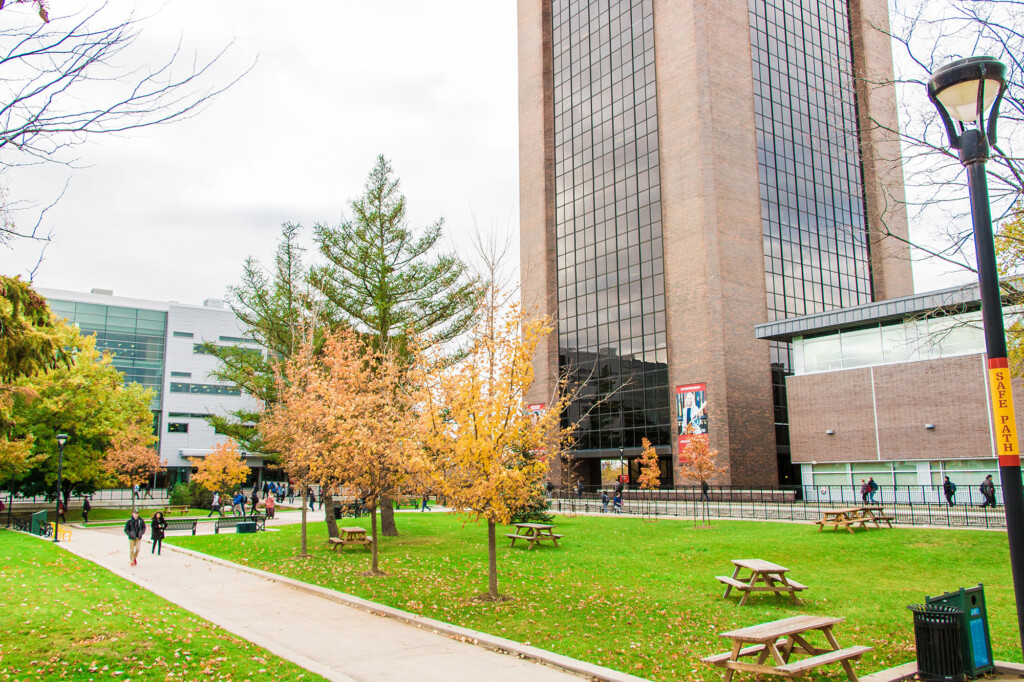 Carleton University, the quad with Dunton Tower and the Library in the background