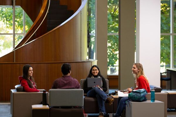 Students at the MacOdrum library