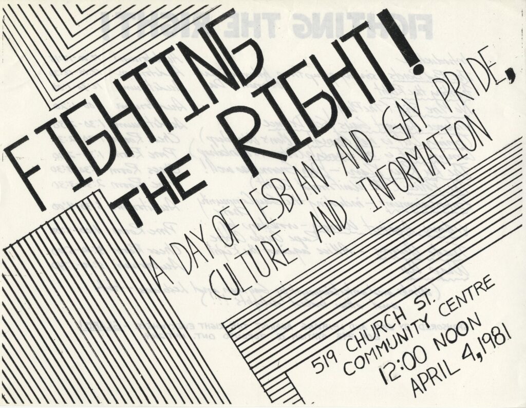 a poster that says “GLARE, “Fighting the Right!” flyer, 4 April 1981, 10-001-S1-F1035