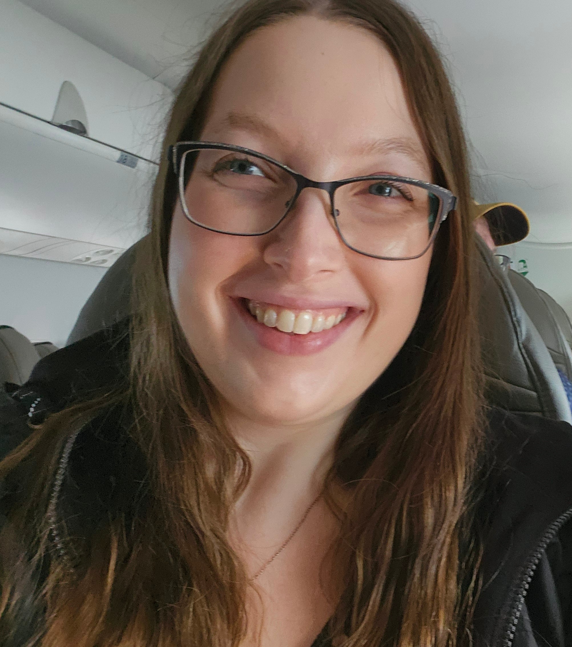 student ambassador photo on airplane