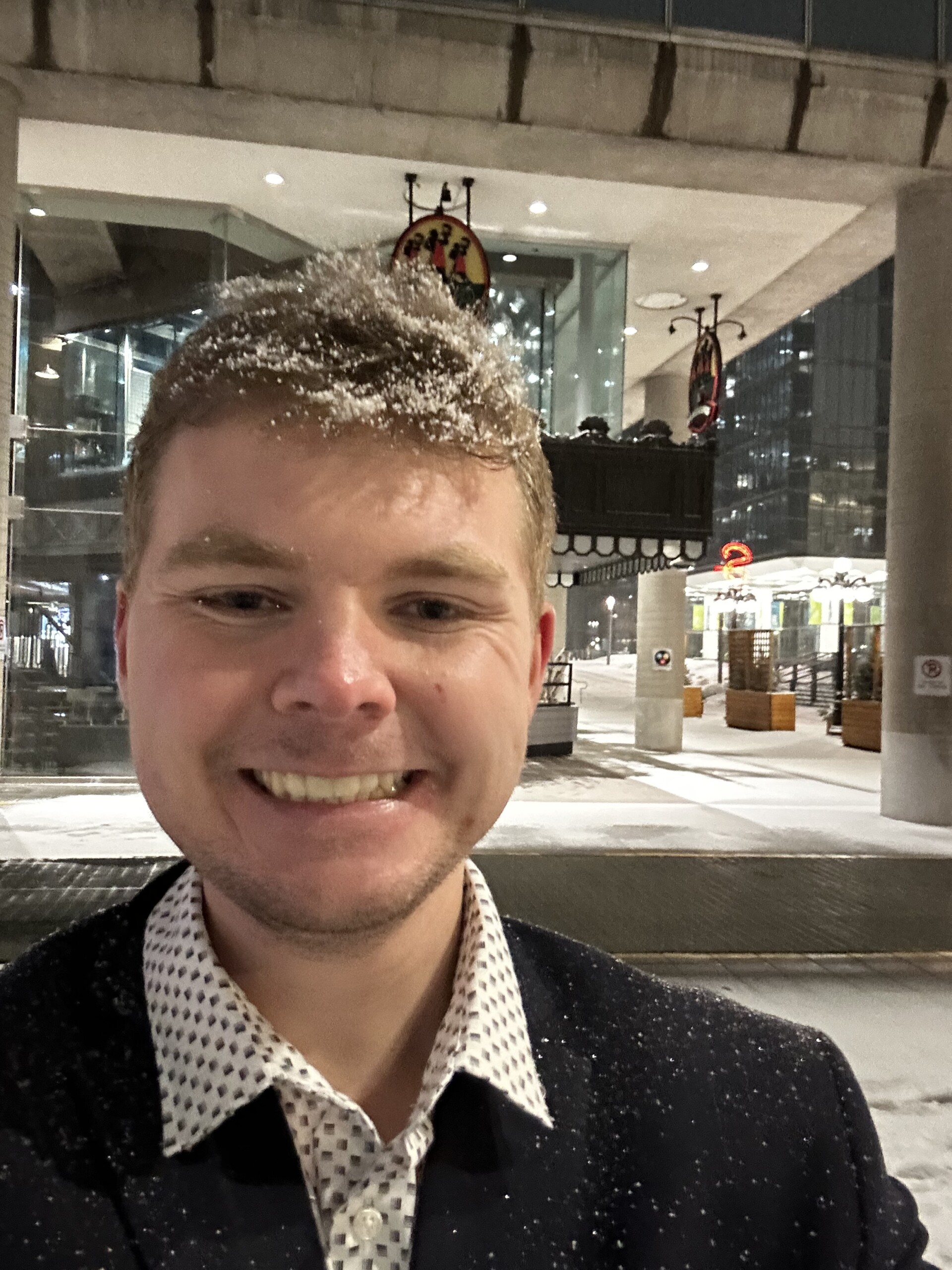 Student ambassador standing in snow