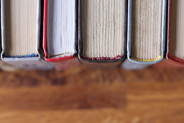 A row of book spines.