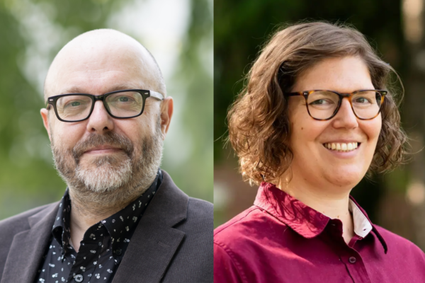 A composite image of two headshot photos of Kester Dyer and Laura Horak.