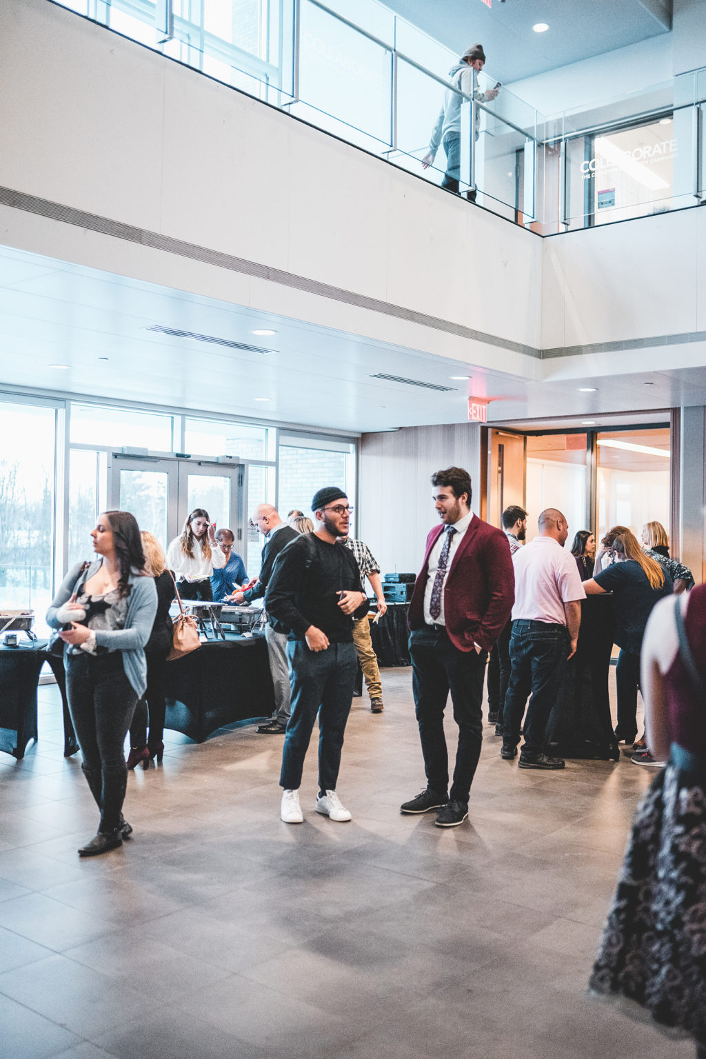 students mingling during reception