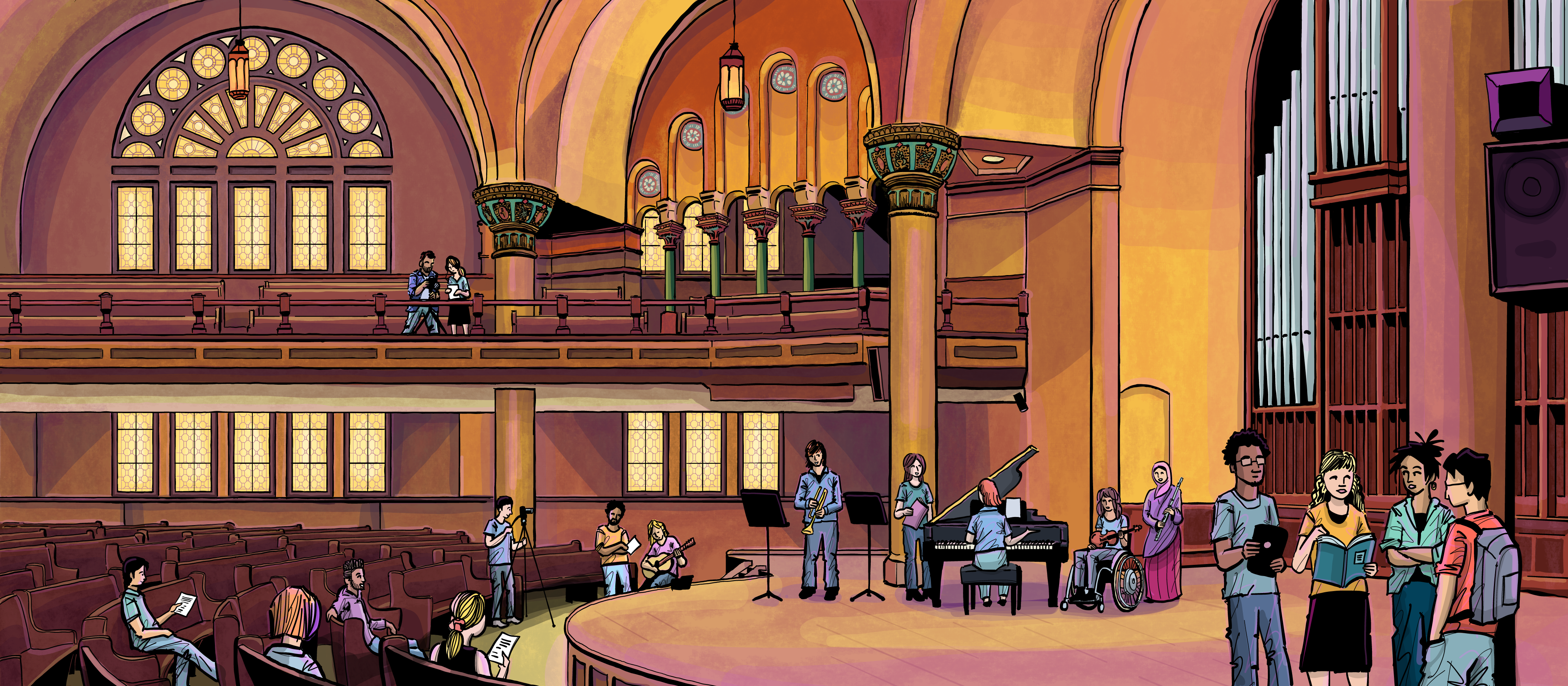 Colin illustration of students at CDCC