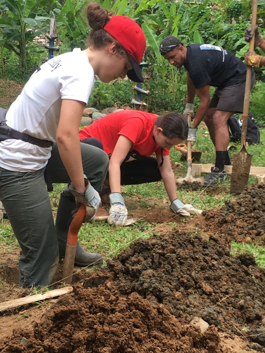 students digging