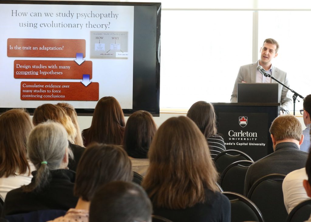 Kristopher Brazil presenting his research titled, “Studying psychopathy from an evolutionary perspective