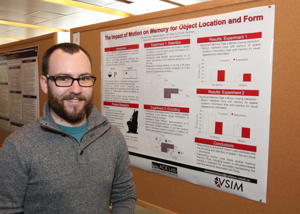 Chris Nicholson with his poster titled, “The impact of Motion on Memory for Object Location and Form.”