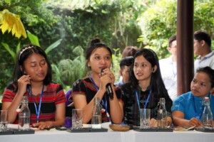 A girl with disabilities expressed her view at the ENGAGE’s Youth Leadership Circle 2023.