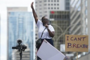 A disconnect exists between notions of human dignity and racialized violence. A protestor speaks in Montréal in June 2020. THE CANADIAN PRESS/Graham Hughes