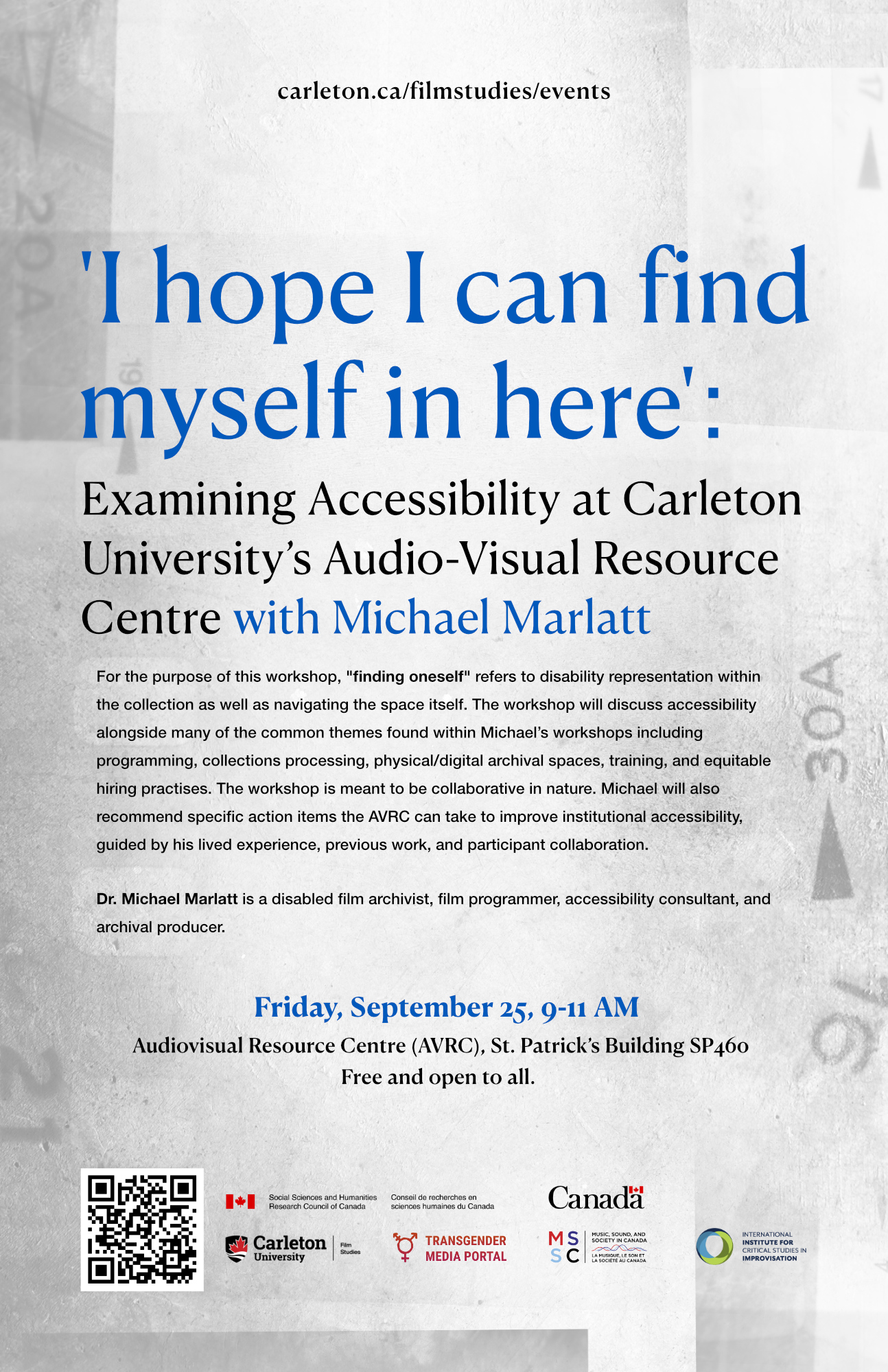 Poster for Michael Marlatt talk titled 